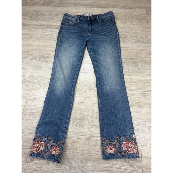 DRIFTWOOD Denim - Driftwood Colette Floral Embroidered Straight Leg Jeans Medium Wash Blue W28 L26